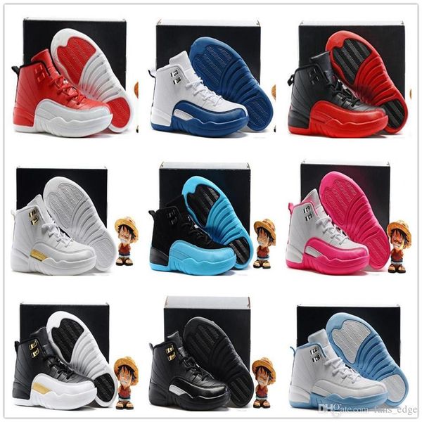 

kids 12 basketball shoes boys girls youth children 12s ovo french blue the master taxi playoff gym red hyper violet purple sports sneakers