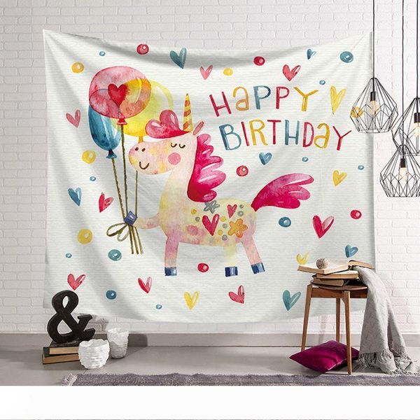 

psychedelic tapestry cartoon unicorn kids child room birthday decoration fashion wall hanging cloth farmhouse dorm decor