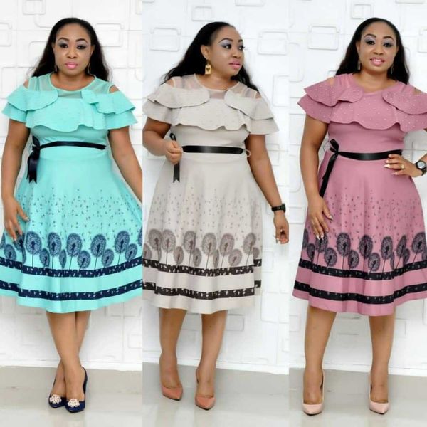 

4size(l xl xxl xxxl 2019 african dashiki dress new big elastic summer design short sleeve nice printed bazin dress for lady, Red