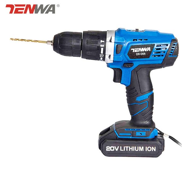 

tenwa 20v electric screwdriver cordless drill 13mm electric screwdriver impact drill lithium-ion battery d3850 electrical tools