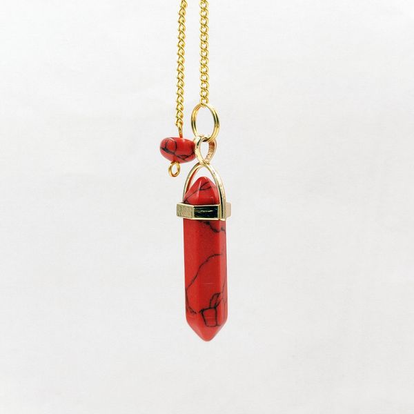 

pendulum stone necklace pendant natural gem quartz hexagonal point pendulum column reiki healing chakra jewelry, Silver