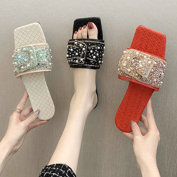 

shoes woman 2020 slippers flat slipers women slides low new pu basic flat shoes female ladies' slippers slipers, Black