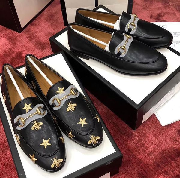 

jordaan series leather shoes for men and women general paris luxury star embroidery bee leather shoes l03, Black