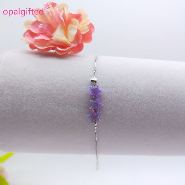 

1pc/lot)2019 sale purple 6mm opal lovely star opal bracelet with 925 sterling silver synthetic star stone bracelet, Black