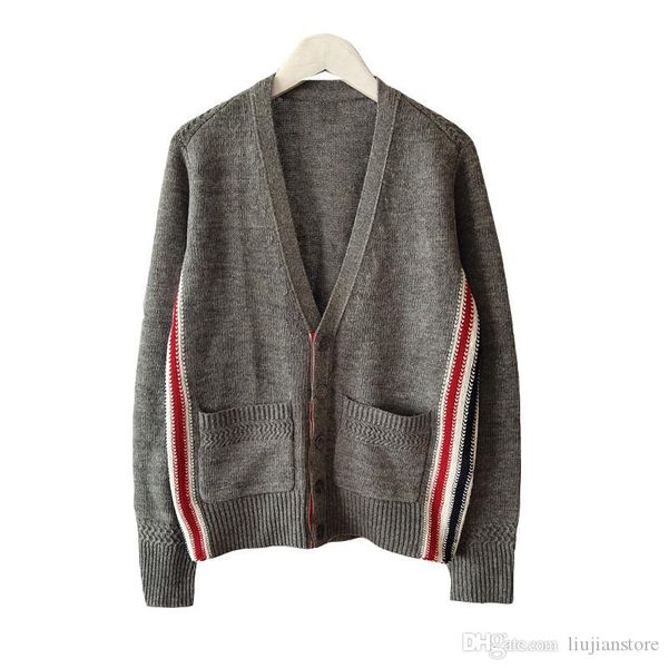 

womens autumn v neck sweaters female casual striped printed coat fashion panelled cardigan with single breasted, White;black
