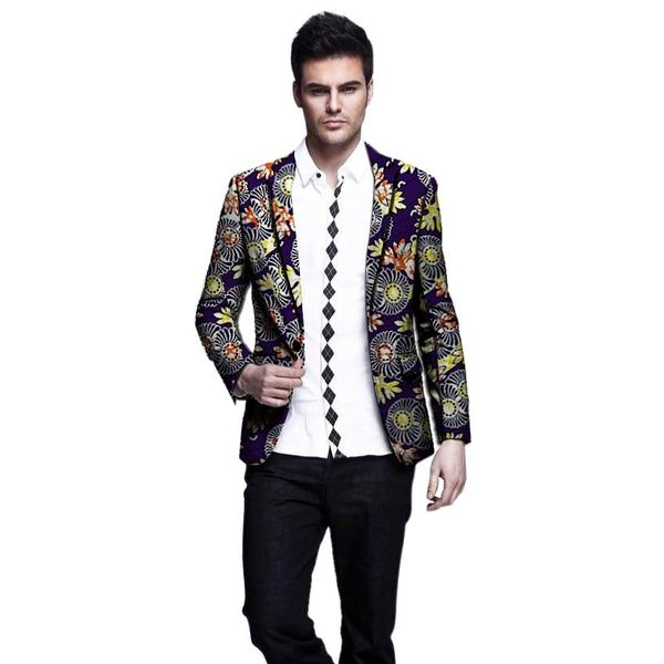 

africa 2019 new men's single-breasted printed jacket fashion casual suit jacket, White;black