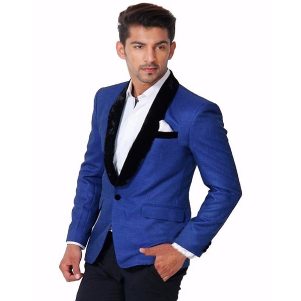 

new royal blue jacket tuxedos черный платок velvet отворотом лучший костюм человека формальные костюмы пром венчания groom (куртка + штаны, White;black