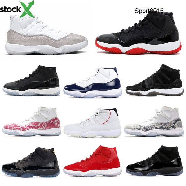 

snakeskin men basketball shoes jumpman 11 bred 2019 11s concord gamma blue metallic silver mens trainers athletic sports sneakers 5.5-13, Black