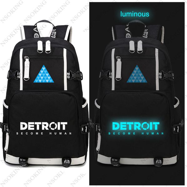 

game detroit: become human backpack cosplay canvas bag luminous schoolbag travel bags