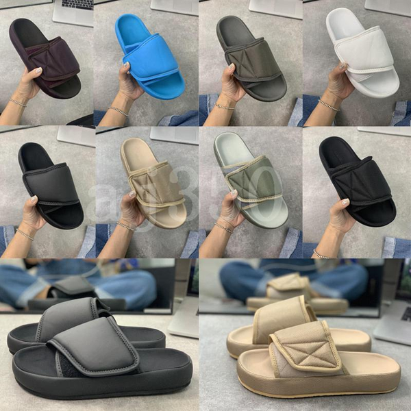 

2020 kanye season 6 slides summer men women fashion west season  black embroidery waterproof outdoor slippers size 36-e005#