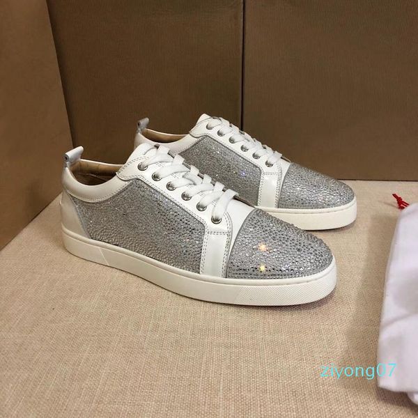

2019 fashion designer шипов квартира обувь с красной подошвой обуви для женщин mens luxury party lovers подлинной кожи кроссовки размера 35, Black