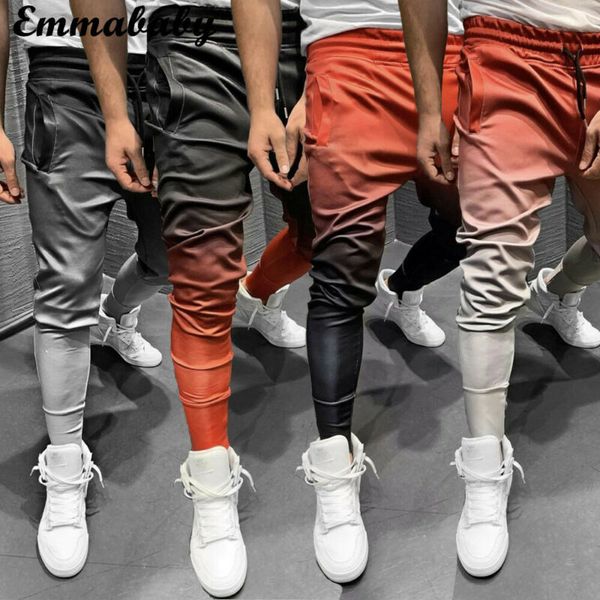 

men long casual sport pants 2019 brand new fashion gym slim fit trousers running joggers gym sweatpants, Black