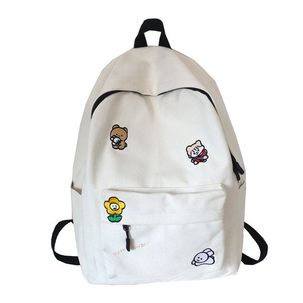 

cute cartoon backpack for teenage girls school bags canvas waterproof school back pack women black/white college wind fresh