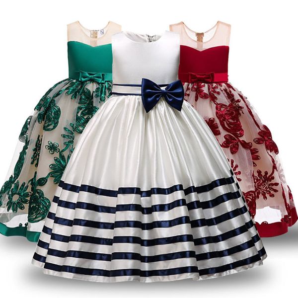 

kid formal flower girl dresses striped bowknot design ball gown for wedding and party children's costume teenager prom, Red;yellow
