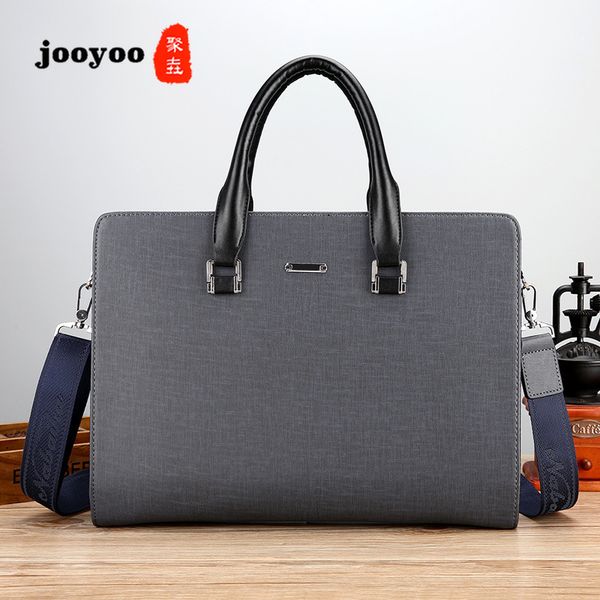 

new men's pvc large capacity briefcase wear diagonal cross-bag business handbag computer bag portfolio jooyoo