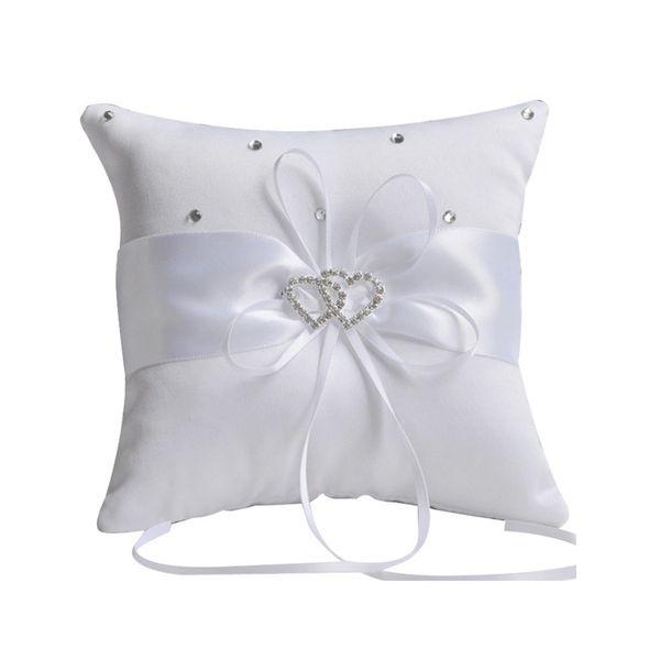 

satin double hearts for decoration wedding ring bearer pillow ivory, Pink;blue