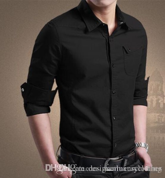 

люди уменьшают подходящие рубашки платья дизайнера моды бизнес мужчины рубашка с длинным рукавом стенд воротник tops, White;black