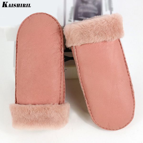 

2018 fashion winter gloves women warm fur wool genuine leather gloves & mittens 8 colors . . very beautiful, Blue;gray