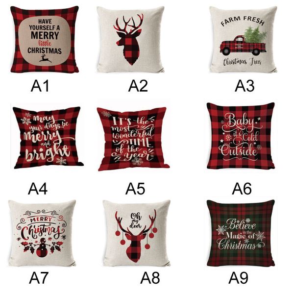 Pillow Case Cover Stripe Cushion Covers New Plaid Linen Sofa Xmas Gift Home Decor White Cases