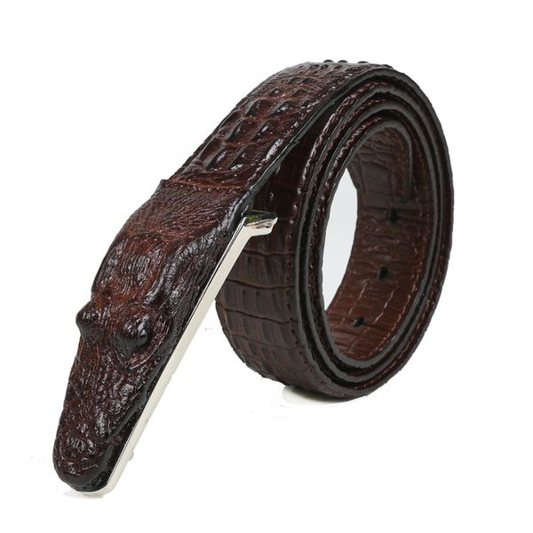 

crocodile belt men casual leather belts antique genuine leather crocodile buckle alligator gifts for men luxury free, Black;brown