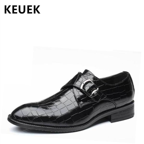 

fashion men business dress shoes british style pointed toe casual leather shoes large size male oxford 02c, Black