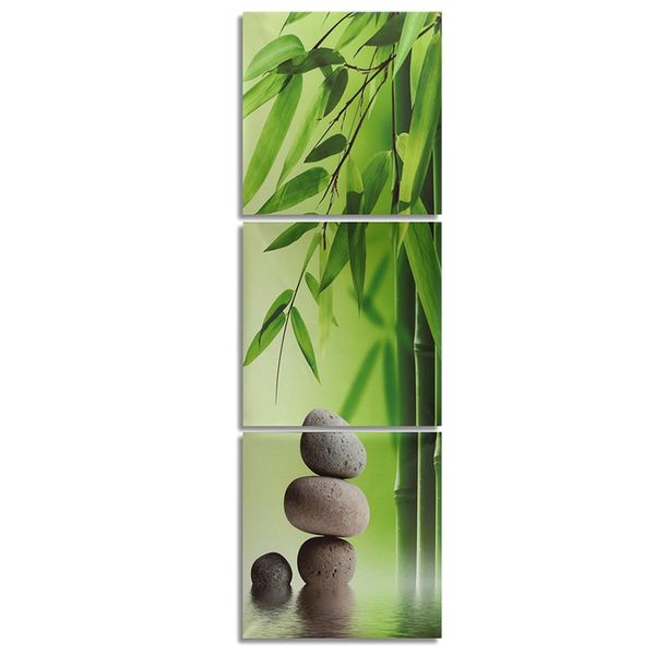 

3pcs zen bamboo stone hd picture painting modern art wall decor unframed green