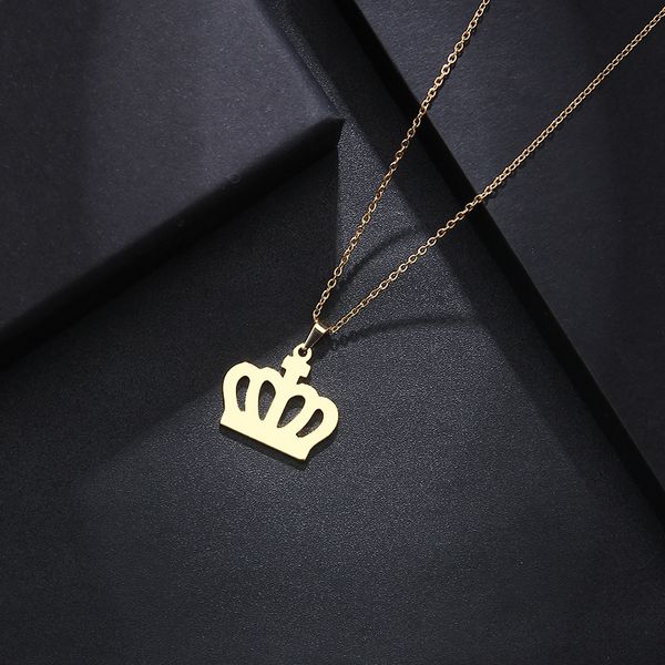 

dotifi stainless steel necklace for women man lover's butterful crown gold and silver color pendant necklace engagement jewelry