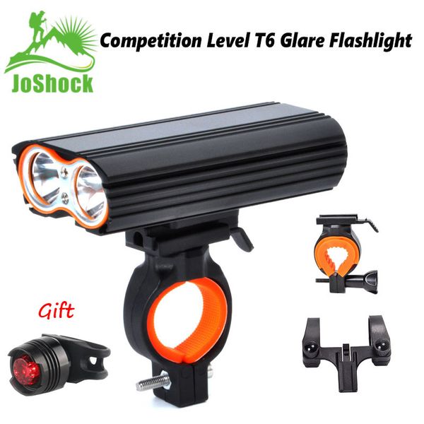 

joshock usb bike light 2x xml-l2 led 24000lm headlight 2 battery t6 leds cycling lamp lantern with tail light