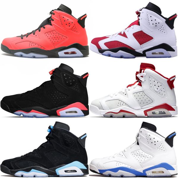 

6 flight nostalgia white basketball shoes men 6s white infared unc toro hare oreo maroon sport blue sneakers, White;red