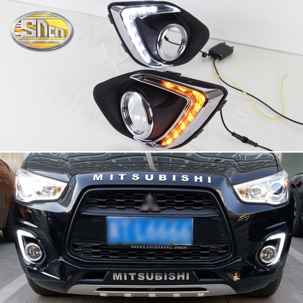

2pcs led daytime running light for mitsubishi asx 2013 2014 2015 yellow turn signal function 12v car drl fog lamp decoration