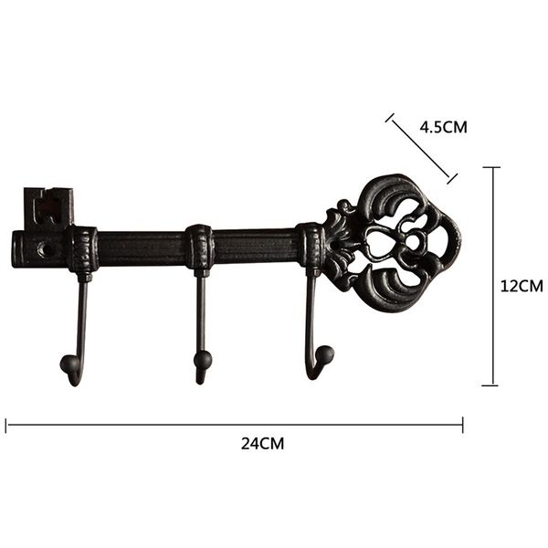 

3 hook чугун key shaped вешалка robe ключевой кадр стене висит hat вешалка кухни стене ванной комнаты домашнее украшение крючки рельсы