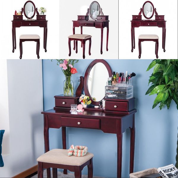 2020 Vanity Set Flip Top Mirror Makeup Dressing Table Cushioned 2020 Vanity Set Flip Top Mirror Makeup
