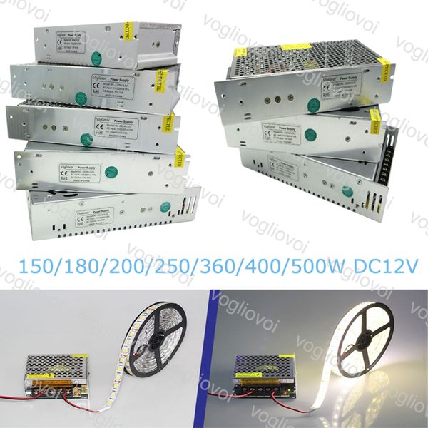

светодиодный трансформатор 150 вт 180 вт 200 вт 250 вт 360 вт 400 вт 500 вт dc12v 15a алюминиевый серебристый светодиодный драйвер адаптер п