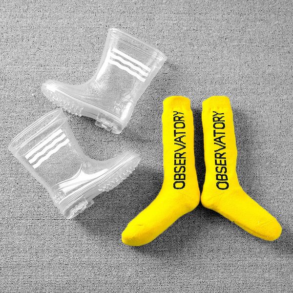 

дети резиновой мальчики девочка прозрачной водонепроницаемого дождь обувь студент ребенок ребенок младенческие малыши дождь сапоги с носками, Black;grey