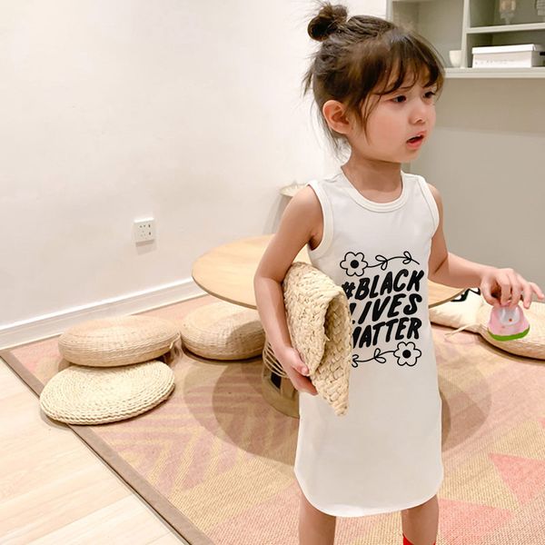 

new shelves kids dresses for girls harajuku black lives matter print girls summer dress kawaii toddler girl dresses o-neck cute, Red;yellow
