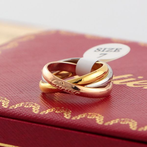 

Мода три цвета кольца очаровательная розовое золото кольцо простое письмо группа кольца женщины партия обручальное кольцо для подарков