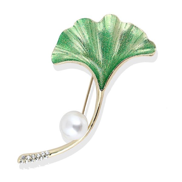 

manual rhinestone alloy oil dripping maple leaves pearl brooch parts, Gray