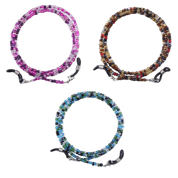 

3pcs colorful glass eyeglass sunglasses holder necklace cord chain straps