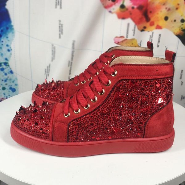 

plus size 35 to 47 studded spikes red bottom designer sneakers spikes orlato red bottom party trainers mens genuine leather arena shoe lll