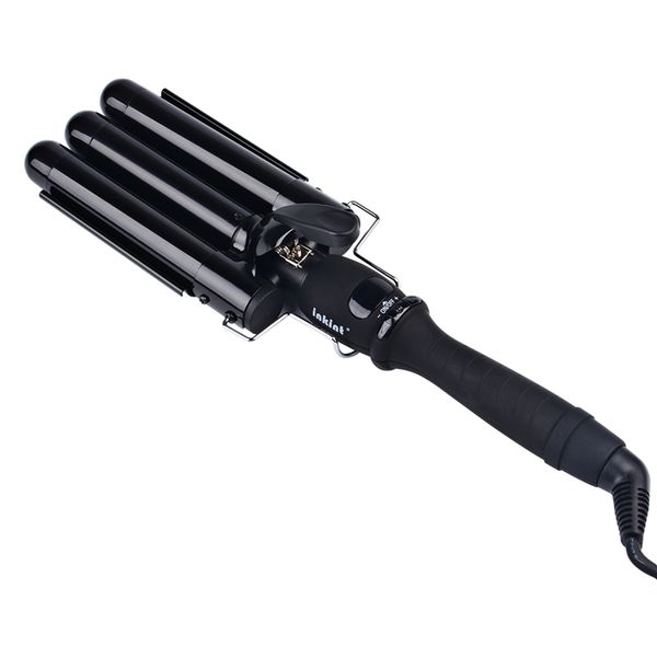 

portable 25mm waver deep curly hair machine curling iron heating temperature adjust styling tools with heat resistant glove set