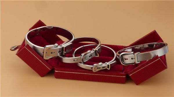 

famous adjustable size belt bracelet titanium steel cuff bangle fashion jewelry bracelets lovers wristlet jewel couples gifts, Black