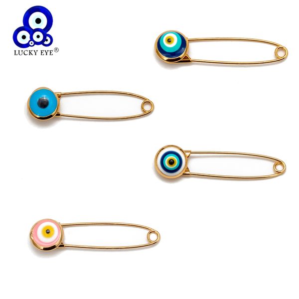 

lucky eye colorful turkish evil eye brooch pin gold color dropping oil brooch pins fashion jewelry gifts for women men ey6571, Gray