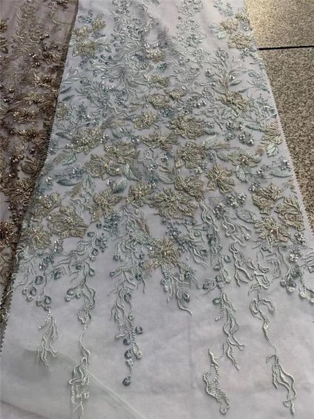 

selling african french tulle lace fabrics nigerian swiss guipure net with beads lace for women dress mdn13, Pink;blue