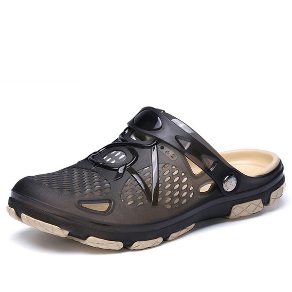 

jelly shoes slip-on sandals men breath mens sandals summer outdoor beach sandals casual slippers croks sandalias croc clogs men y200520, Black