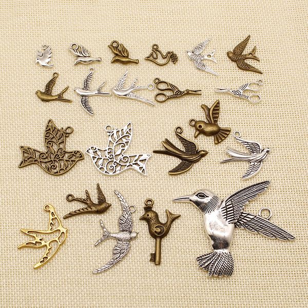 

50 pieces diy accessories for jewelry animal bird swallow peace pigeon hj075, Bronze;silver