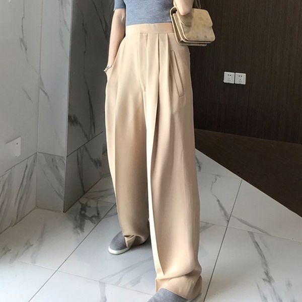 

for women trouser high waist causal loose wide leg pants midweight female autumn korean fashion elegant tide, Black;white
