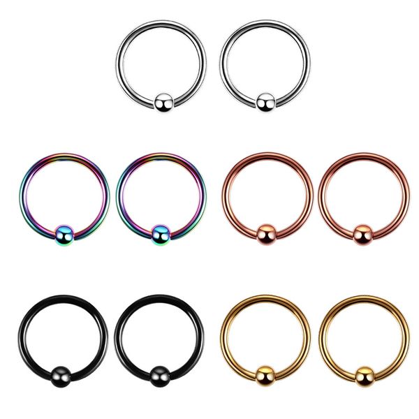 

1 pcs surgical stainless steel hoop nose ring with ball nose rings and studs septum earring body piercing jewelry, Slivery;golden