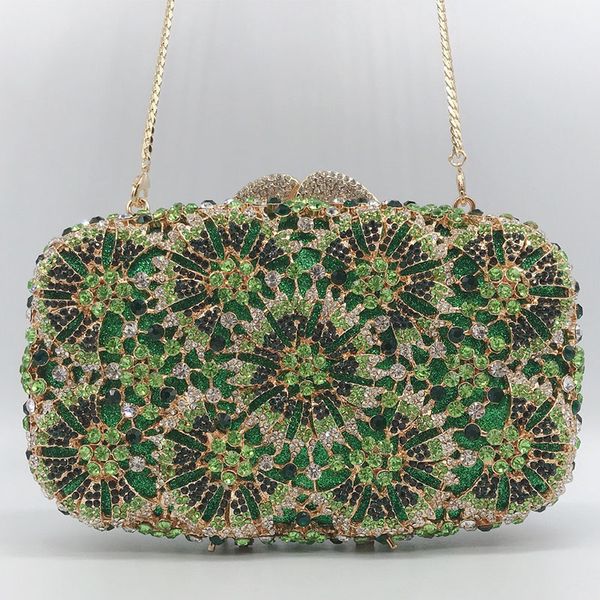 

green/black rhinestone crystal evening bags women party wedding purse fashion ladies white diamond prom mini handbags