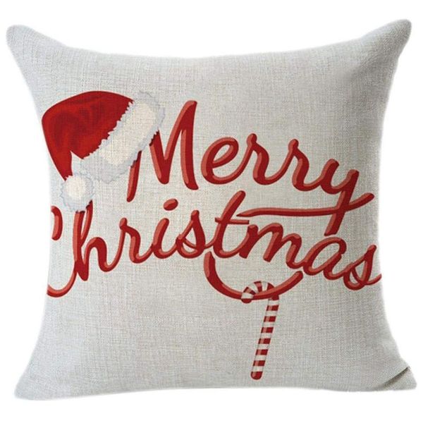 

vintage printing christmas sofa bed home cafe decor pillowcase square cushion cover cotton linen invisible zipper (45cmx45cm) (j pillow case