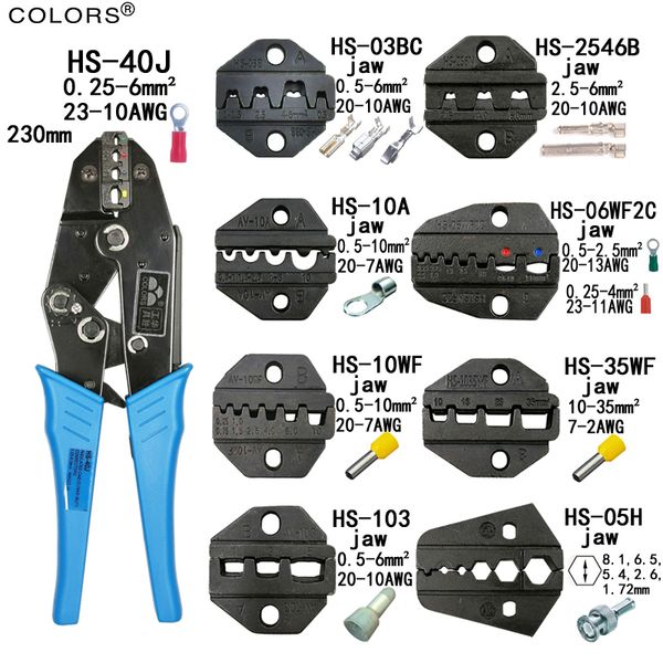 

crimping pliers hs-40j 8 jaw for plug/tube/insulation/non insulating/crimping cap/coaxial cable terminals kit 230mm clamp tools